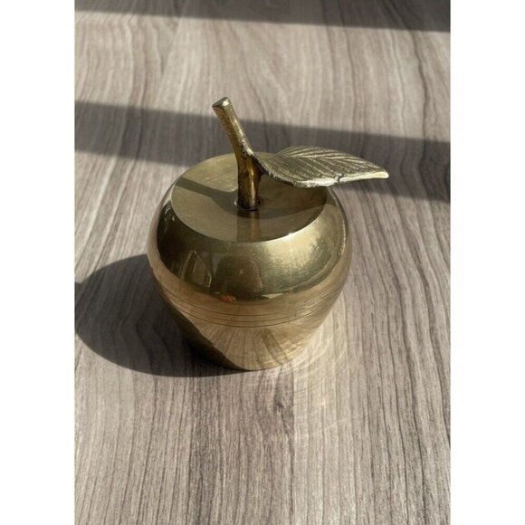Vintage Brass Apple Shaped Bell With Leaf And Stem - Picture 4 of 12